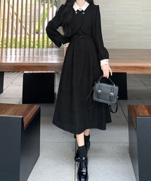 襟付きワンピース」に該当するブラック/黒色系のファッション通販