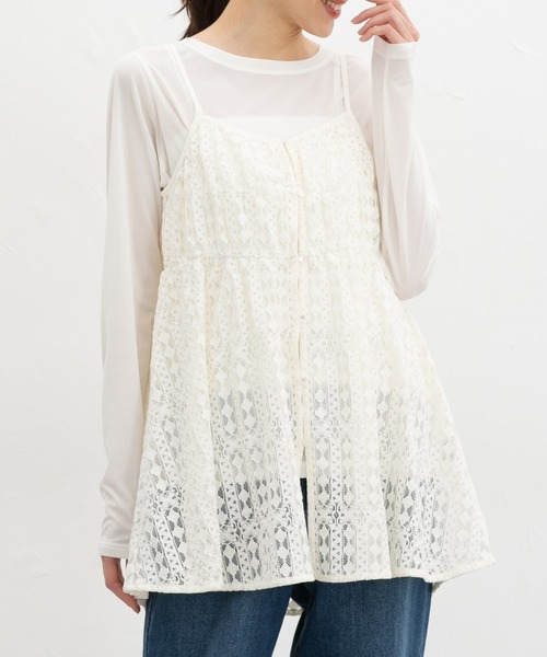 Honeys(ハニーズ)の「シアーTシャツ(Tシャツ/カットソー・レディース・ホワイト系その他/アイボリー/ブルー/ブラック/ライム・L/M/LL/S)」の2枚目の写真