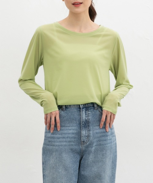 Honeys(ハニーズ)の「シアーTシャツ(Tシャツ/カットソー・レディース・ホワイト系その他/アイボリー/ブルー/ブラック/ライム・L/M/LL/S)」の9枚目の写真