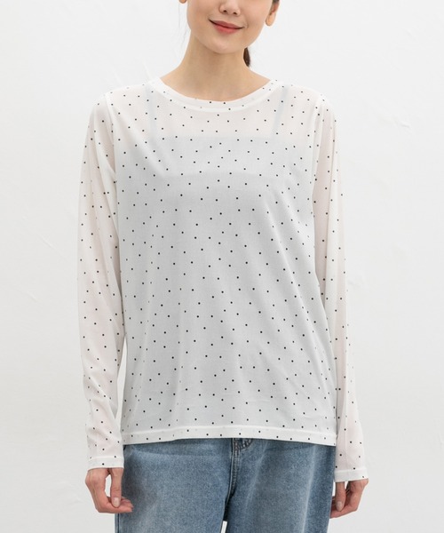 Honeys(ハニーズ)の「シアーTシャツ(Tシャツ/カットソー・レディース・ホワイト系その他/アイボリー/ブルー/ブラック/ライム・L/M/LL/S)」の12枚目の写真