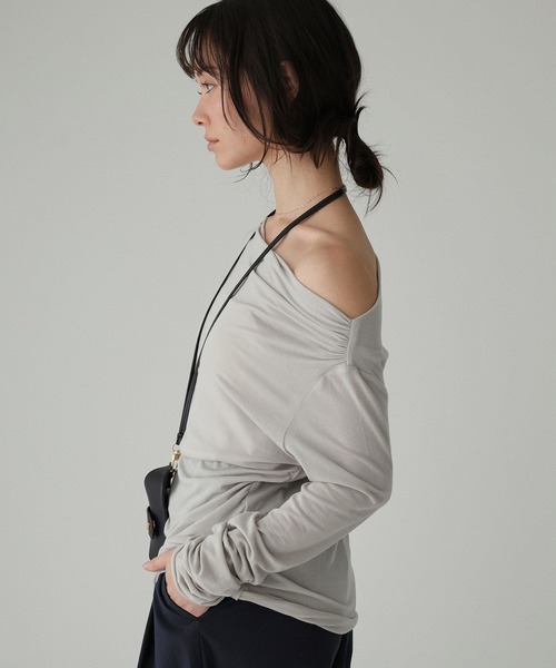 BABYLONE（バビロン）の「【手洗い可】ギャザーベアテンカットソー（Tシャツ/カットソー・レディース・ホワイト/グレー/ライトベージュ・フリー）」の20枚目の写真