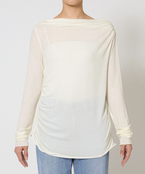 BABYLONE（バビロン）の「【手洗い可】ギャザーベアテンカットソー（Tシャツ/カットソー・レディース・ホワイト/グレー/ライトベージュ・フリー）」の15枚目の写真