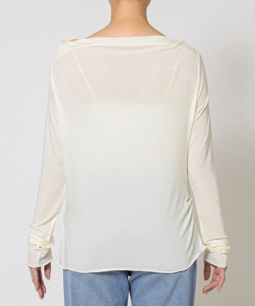 BABYLONE（バビロン）の「【手洗い可】ギャザーベアテンカットソー（Tシャツ/カットソー・レディース・ホワイト/グレー/ライトベージュ・フリー）」の13枚目の写真
