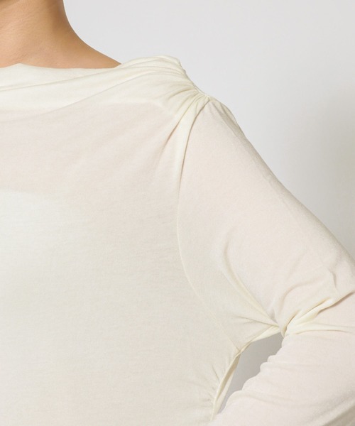 BABYLONE（バビロン）の「【手洗い可】ギャザーベアテンカットソー（Tシャツ/カットソー・レディース・ホワイト/グレー/ライトベージュ・フリー）」の11枚目の写真