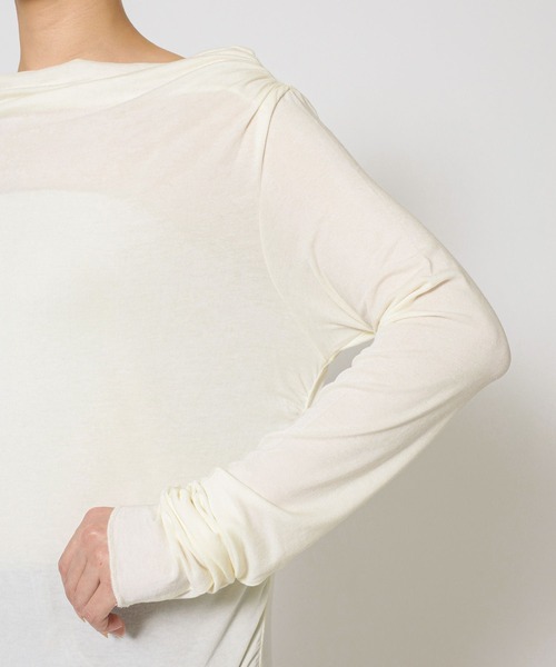 BABYLONE（バビロン）の「【手洗い可】ギャザーベアテンカットソー（Tシャツ/カットソー・レディース・ホワイト/グレー/ライトベージュ・フリー）」の9枚目の写真