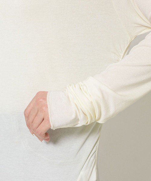 BABYLONE（バビロン）の「【手洗い可】ギャザーベアテンカットソー（Tシャツ/カットソー・レディース・ホワイト/グレー/ライトベージュ・フリー）」の8枚目の写真