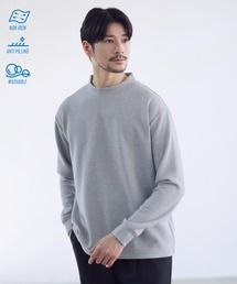 抗ピリング・防シワ・ウォッシャブル ハイポンチ長袖モックネックカットソー