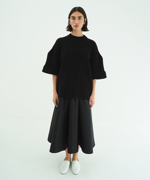 CLANE（クラネ）の「OVER HALF SLEEVE KNIT TOPS（ニット/セーター・レディース・グリーン/ブラック/ホワイト系・1/2）」の15枚目の写真