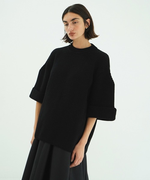 CLANE（クラネ）の「OVER HALF SLEEVE KNIT TOPS（ニット/セーター・レディース・グリーン/ブラック/ホワイト系・1/2）」の10枚目の写真