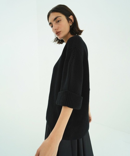 CLANE（クラネ）の「OVER HALF SLEEVE KNIT TOPS（ニット/セーター・レディース・グリーン/ブラック/ホワイト系・1/2）」の11枚目の写真
