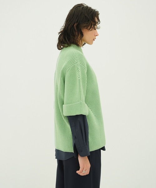 CLANE（クラネ）の「OVER HALF SLEEVE KNIT TOPS（ニット/セーター・レディース・グリーン/ブラック/ホワイト系・1/2）」の19枚目の写真