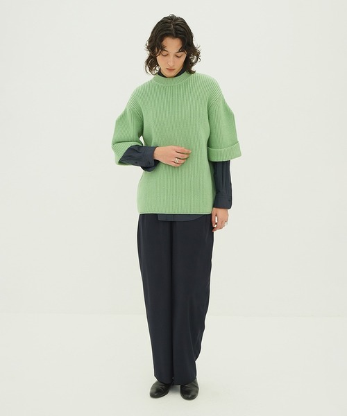 CLANE（クラネ）の「OVER HALF SLEEVE KNIT TOPS（ニット/セーター・レディース・グリーン/ブラック/ホワイト系・1/2）」の22枚目の写真