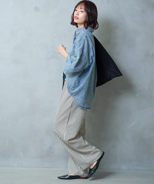 A.D.C.L.(エーディーシーエル)の「ダブルポケット 半袖 デニム ビッグシャツ(シャツ/ブラウス・レディース・サックスブルー/ブルー・L/M)」の8枚目の写真