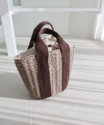 T・S・L（ティーエスエル）の「口元巾着ハンドルテープペーパートートバッグ（かごバッグ）」