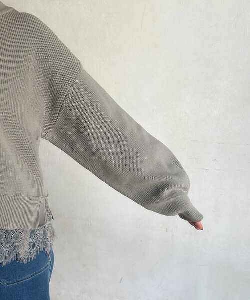 un dix cors(アンディコール)の「裾レースニットレイヤードプルオーバー(ニット/セーター・レディース・オフホワイト/グレー/ブラック・FREE)」の13枚目の写真
