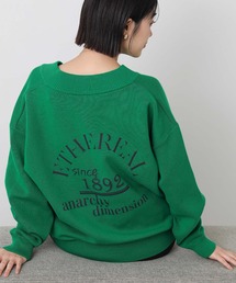 ダブルフェイスバックロゴVネックニット
