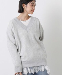ダブルフェイスバックロゴVネックニット