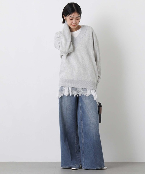 Gready Brilliant（グレディブリリアン）の「ダブルフェイスバックロゴＶネックニット（ニット/セーター・レディース・トップグレー/グリーン・FREE）」の10枚目の写真