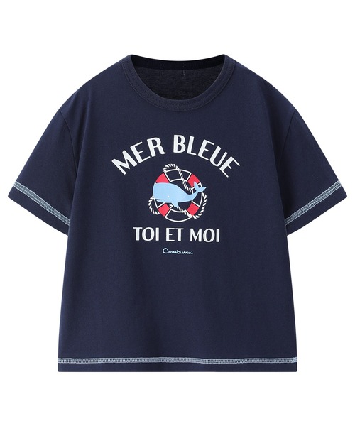 combimini(コンビミニ)の「デイリーTシャツ(マリン)(Tシャツ/カットソー・キッズ・オフホワイト/ネイビー・130/120/110/100/90/80)」の4枚目の写真