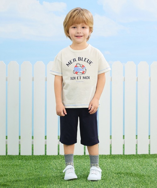 combimini(コンビミニ)の「デイリーTシャツ(マリン)(Tシャツ/カットソー・キッズ・オフホワイト/ネイビー・130/120/110/100/90/80)」の5枚目の写真