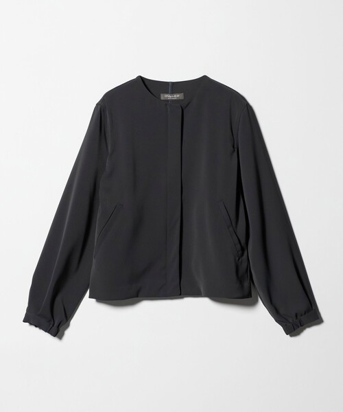 A DAY IN THE LIFE UNITED ARROWS(アデイインザライフユナイテッドアローズ)の「ツイル ノーカラー ブルゾン ‐ウォッシャブル‐<A DAY IN THE LIFE>(ブルゾン・レディース・ベージュ/ダークグレー・FREE)」の2枚目の写真