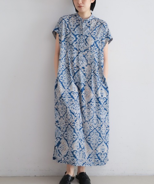 NOMBRE IMPAIR(ノンブルアンペール)の「【予約】ダイヤボタニカルプリント バンドカラーワンピース(ワンピース・レディース・ブルー・FREE)」の1枚目の写真