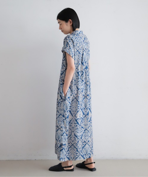 NOMBRE IMPAIR(ノンブルアンペール)の「【予約】ダイヤボタニカルプリント バンドカラーワンピース(ワンピース・レディース・ブルー・FREE)」の6枚目の写真