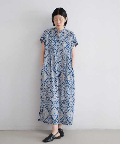 NOMBRE IMPAIR(ノンブルアンペール)の「【予約】ダイヤボタニカルプリント バンドカラーワンピース(ワンピース・レディース・ブルー・FREE)」の2枚目の写真