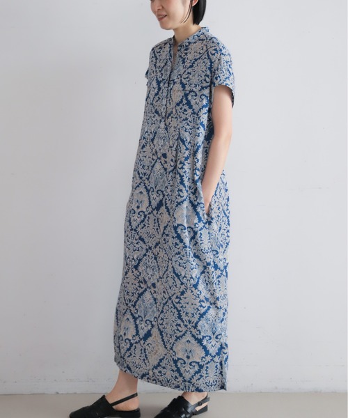 NOMBRE IMPAIR(ノンブルアンペール)の「【予約】ダイヤボタニカルプリント バンドカラーワンピース(ワンピース・レディース・ブルー・FREE)」の10枚目の写真