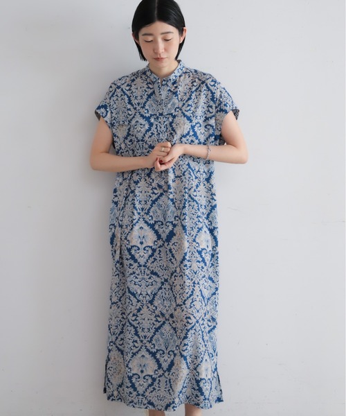 NOMBRE IMPAIR(ノンブルアンペール)の「【予約】ダイヤボタニカルプリント バンドカラーワンピース(ワンピース・レディース・ブルー・FREE)」の9枚目の写真