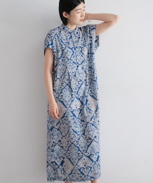 NOMBRE IMPAIR(ノンブルアンペール)の「【予約】ダイヤボタニカルプリント バンドカラーワンピース(ワンピース・レディース・ブルー・FREE)」の4枚目の写真