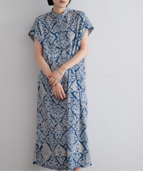 NOMBRE IMPAIR(ノンブルアンペール)の「【予約】ダイヤボタニカルプリント バンドカラーワンピース(ワンピース・レディース・ブルー・FREE)」の3枚目の写真