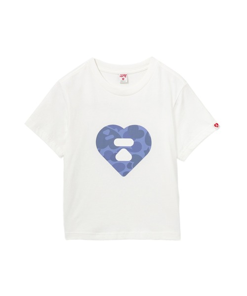 APEE BY A BATHING APE(エイピーバイアベイシングエイプ)の「CAMO HEART PRINTED TEE #1(Tシャツ/カットソー・レディース・ホワイト×グリーン/ホワイト×ピンク/ホワイト×ネイビー・SMALL/X-SMALL)」の1枚目の写真