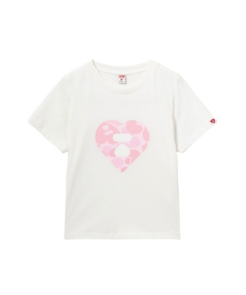APEE BY A BATHING APE(エイピーバイアベイシングエイプ)の「CAMO HEART PRINTED TEE #1(Tシャツ/カットソー・レディース・ホワイト×グリーン/ホワイト×ピンク/ホワイト×ネイビー・SMALL/X-SMALL)」の3枚目の写真
