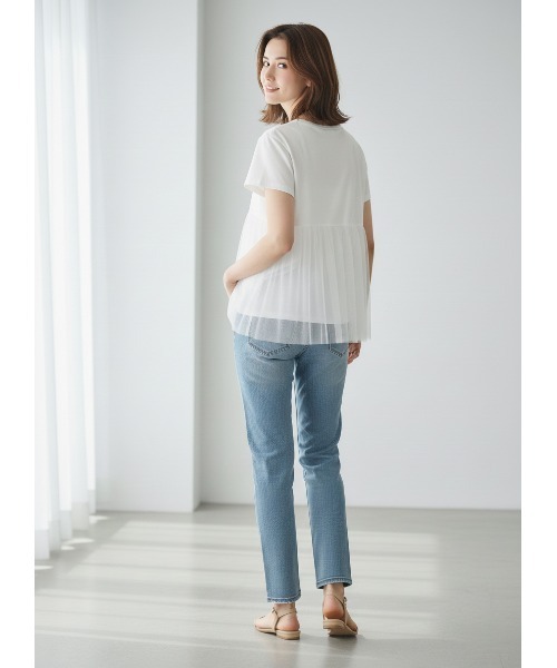 Belta attrice(ベルタアトリーチェ)の「裾バルーンチュール切り替え半袖カットソー(Tシャツ/カットソー・レディース・ブラック/ネイビー/ホワイト・FREE)」の6枚目の写真