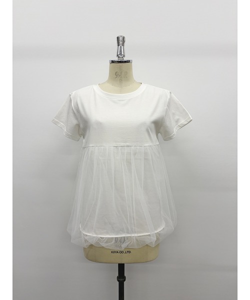 Belta attrice(ベルタアトリーチェ)の「裾バルーンチュール切り替え半袖カットソー(Tシャツ/カットソー・レディース・ブラック/ネイビー/ホワイト・FREE)」の13枚目の写真