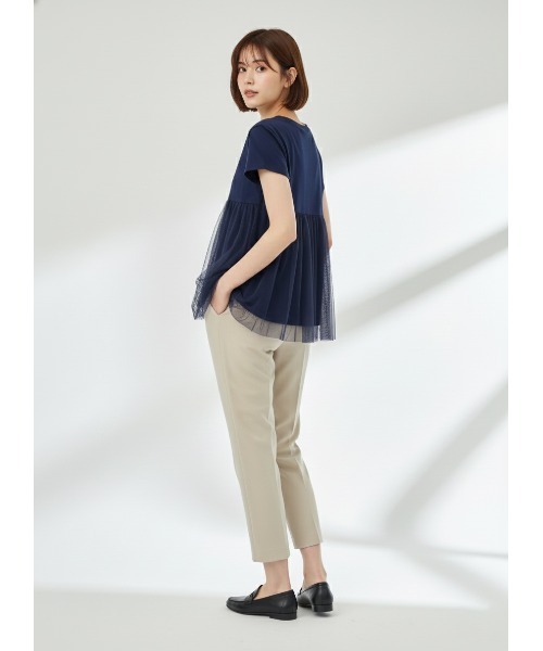 Belta attrice(ベルタアトリーチェ)の「裾バルーンチュール切り替え半袖カットソー(Tシャツ/カットソー・レディース・ブラック/ネイビー/ホワイト・FREE)」の8枚目の写真