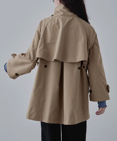 etoll.（エトル）の「2wayスタンドカラーAラインコート（トレンチコート・レディース・ベージュ/ブラック・M）」の14枚目の写真