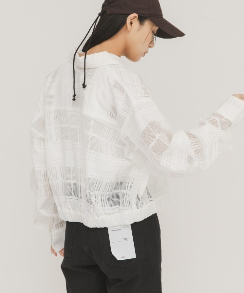 KBF(ケイビーエフ)の「シアーチェックコンパクトシャツ(シャツ/ブラウス・レディース・ブラック/ライトグレー/オフホワイト・ONE)」の7枚目の写真