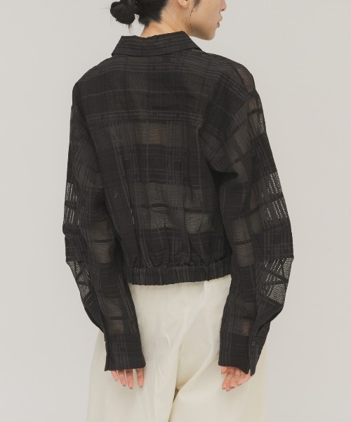 KBF(ケイビーエフ)の「シアーチェックコンパクトシャツ(シャツ/ブラウス・レディース・ブラック/ライトグレー/オフホワイト・ONE)」の14枚目の写真