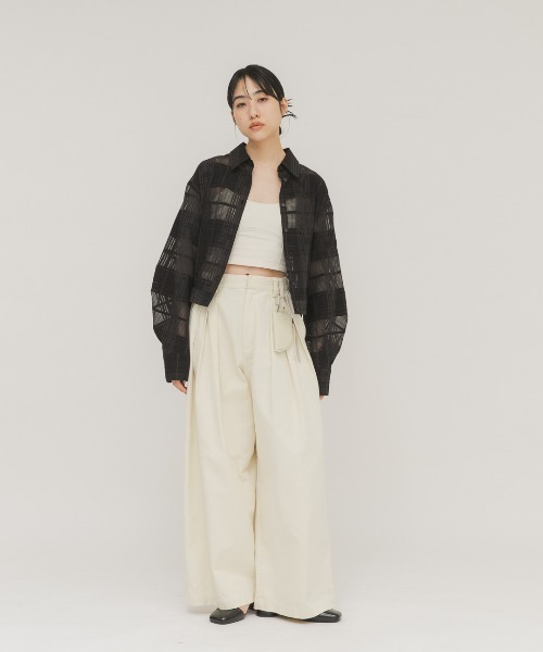 KBF(ケイビーエフ)の「シアーチェックコンパクトシャツ(シャツ/ブラウス・レディース・ブラック/ライトグレー/オフホワイト・ONE)」の15枚目の写真