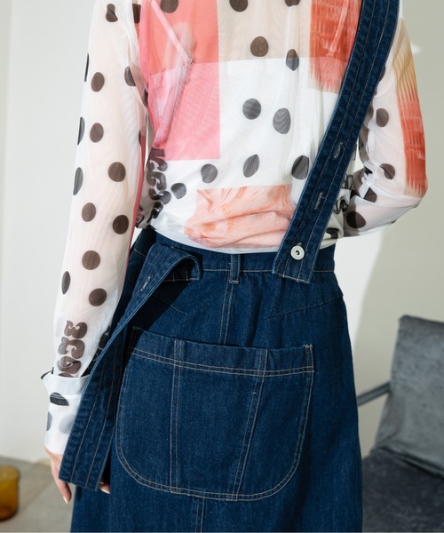 MIDVEIN(ミッドヴェイン)の「denim SK with suspender(デニムスカート・レディース・ブルー/ベージュ/ネイビー/ホワイト・FREE)」の14枚目の写真