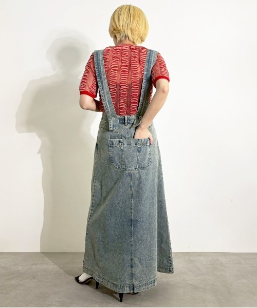 MIDVEIN(ミッドヴェイン)の「denim SK with suspender(デニムスカート・レディース・ブルー/ベージュ/ネイビー/ホワイト・FREE)」の21枚目の写真