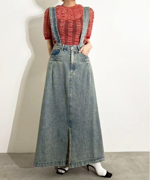 MIDVEIN(ミッドヴェイン)の「denim SK with suspender(デニムスカート・レディース・ブルー/ベージュ/ネイビー/ホワイト・FREE)」の20枚目の写真