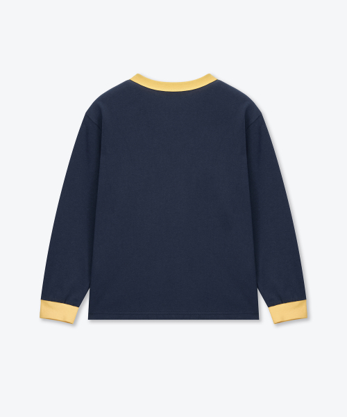 ヘンリーネックリンガー長袖Tシャツ[ネイビー]（Tシャツ/カットソー