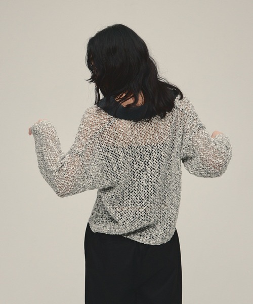 eL（エル）の「【eL】3G Mix Nep Polo/660172（ニット/セーター・レディース・ネイビー/グレー系その他/アイボリー・FREE）」の13枚目の写真