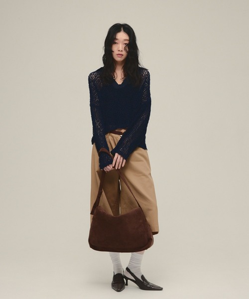 eL（エル）の「【eL】3G Mix Nep Polo/660172（ニット/セーター・レディース・ネイビー/グレー系その他/アイボリー・FREE）」の14枚目の写真