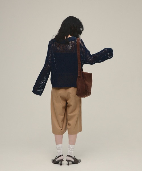 eL（エル）の「【eL】3G Mix Nep Polo/660172（ニット/セーター・レディース・ネイビー/グレー系その他/アイボリー・FREE）」の15枚目の写真