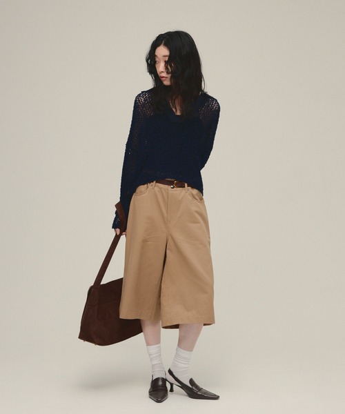 eL（エル）の「【eL】3G Mix Nep Polo/660172（ニット/セーター・レディース・ネイビー/グレー系その他/アイボリー・FREE）」の16枚目の写真