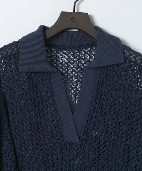 eL（エル）の「【eL】3G Mix Nep Polo/660172（ニット/セーター・レディース・ネイビー/グレー系その他/アイボリー・FREE）」の20枚目の写真